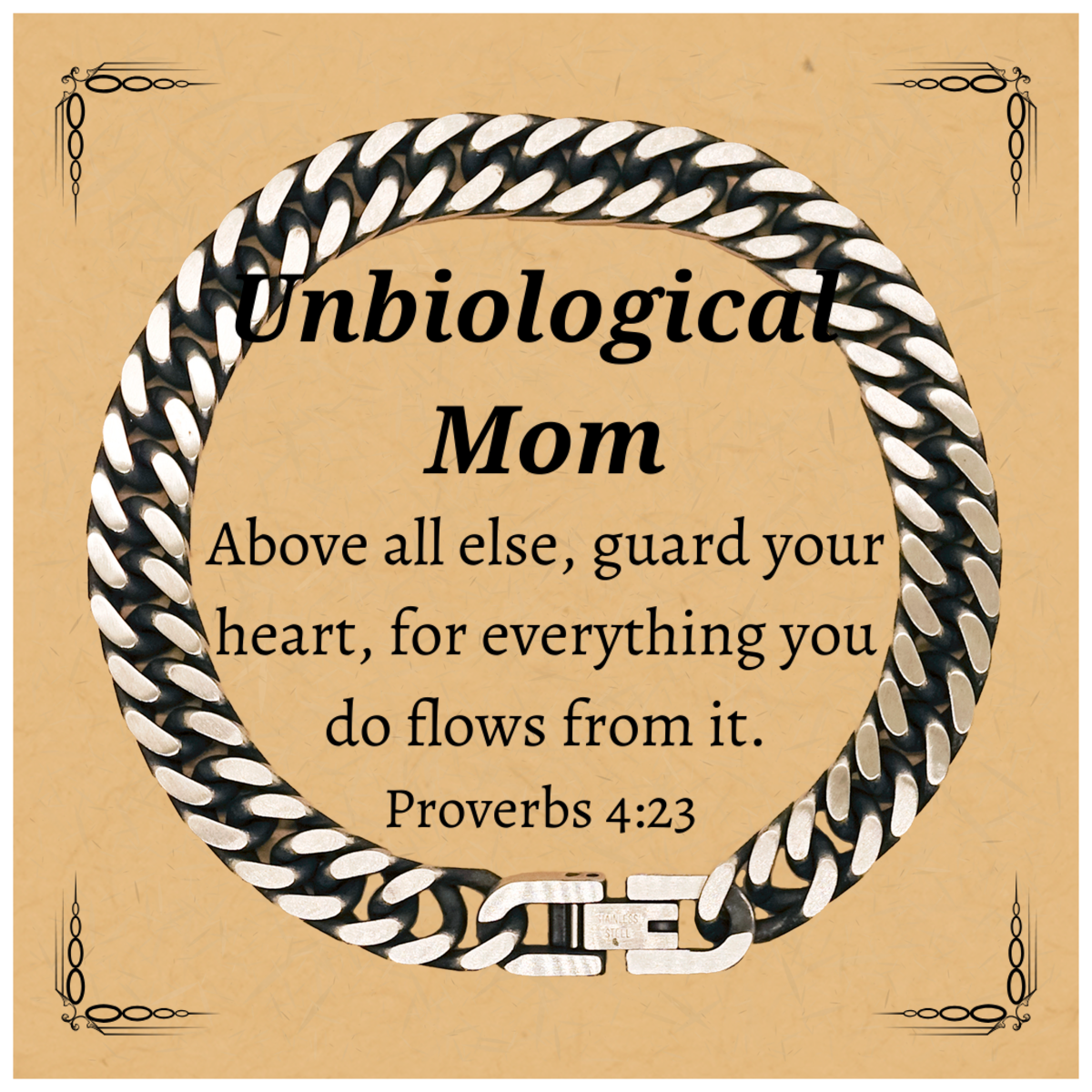 unbiological mom cuban link chain bracelet guard your heart inspirational gift for mothers day birthday christmas jewelry