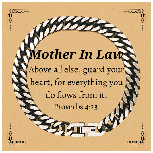 unique cuban link chain bracelet for mother in law guard your heart with inspirational proverbs 4 23 engraved jewelry for birthday and holidays