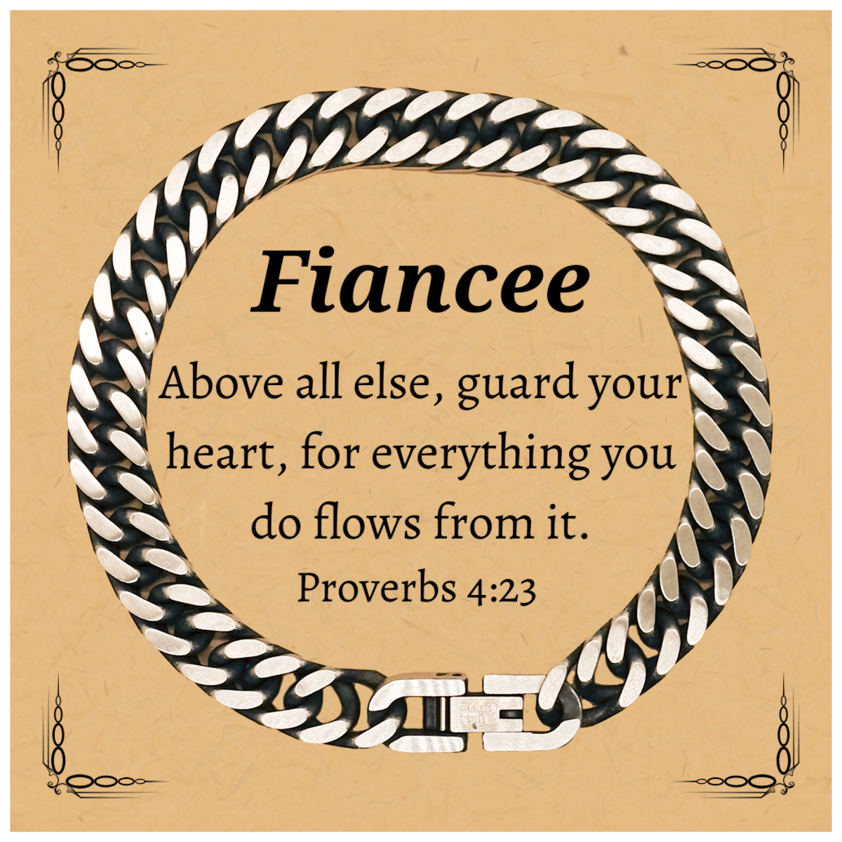 fiancee cuban link chain bracelet proverbs 4 23 protection for love and hopeful hearts gift for birthday or christmas