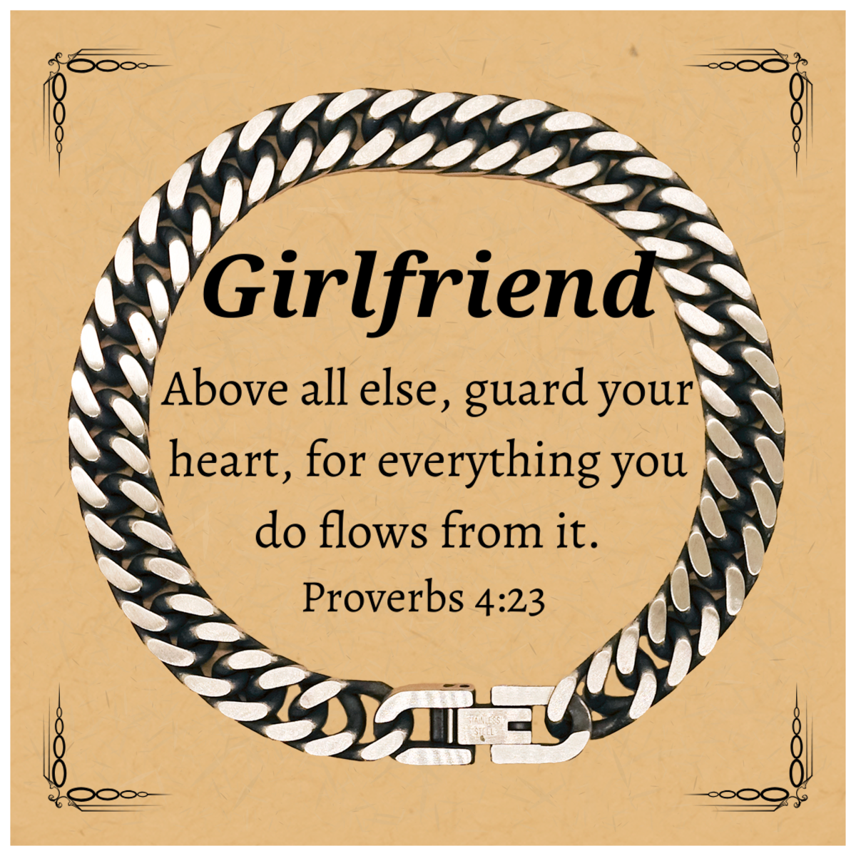 girlfriend cuban link chain bracelet engraved with proverbs 4 23 perfect gift for holidays birthday and graduation inspirational jewelry for her