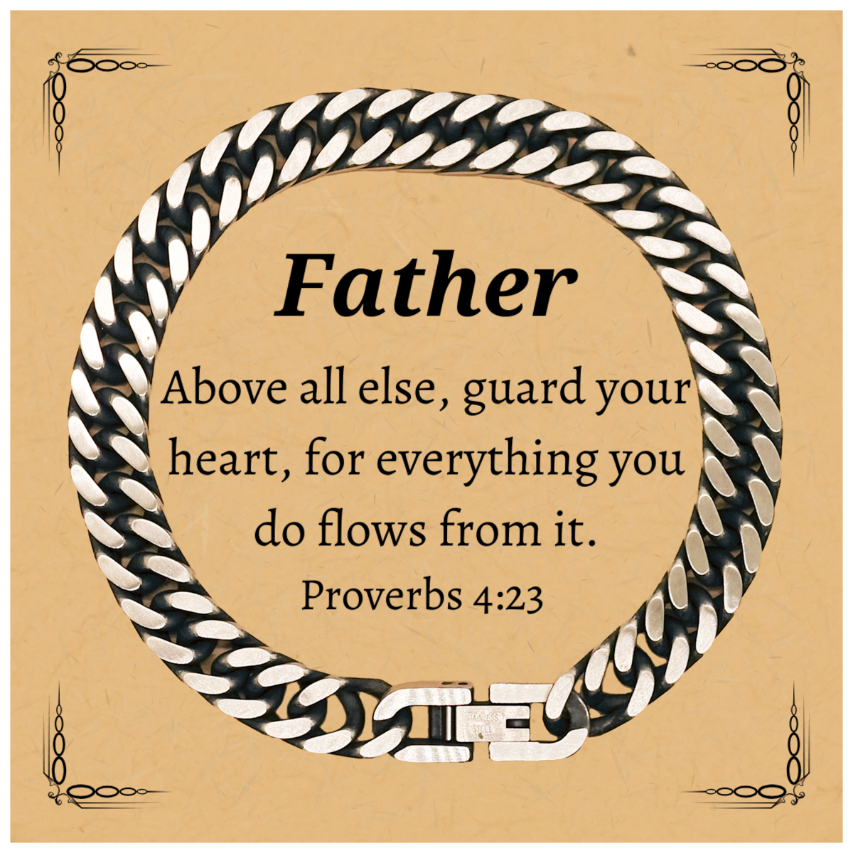 father cuban link chain bracelet engraved proverbs 4 23 gifts for dad on birthday christmas and graduation inspirational fathers day jewelry