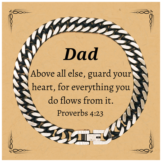 engraved cuban link chain bracelet for dad guard your heart and find confidence in this inspirational gift for christmas birthday or graduation