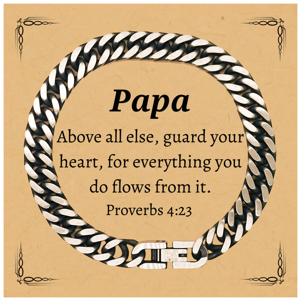papa cuban link chain bracelet engraved inspirational gift for christmas graduation hope veterans day