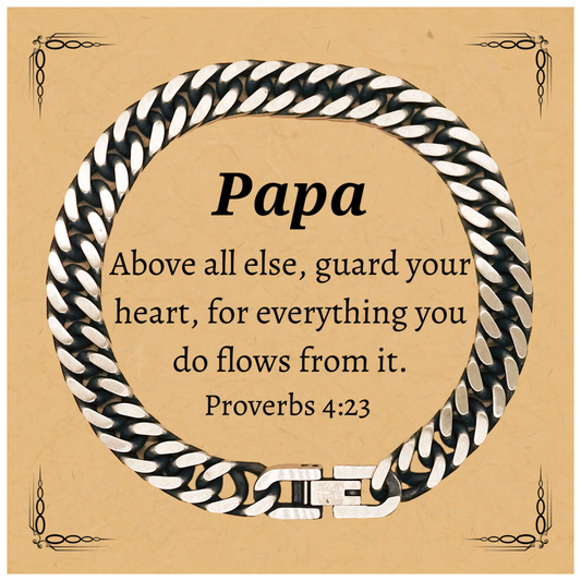 papa cuban link chain bracelet engraved inspirational gift for christmas graduation hope veterans day