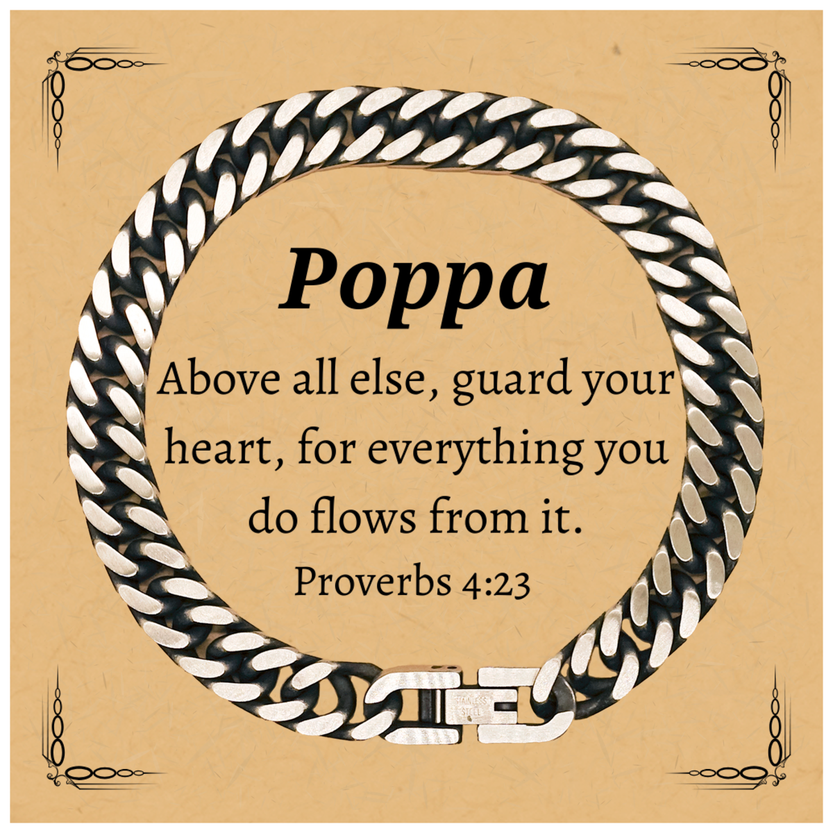 poppa cuban link chain bracelet inspirational proverbs 4 23 gift for him at christmas birthday graduation unique and perfect for showing love and confidence