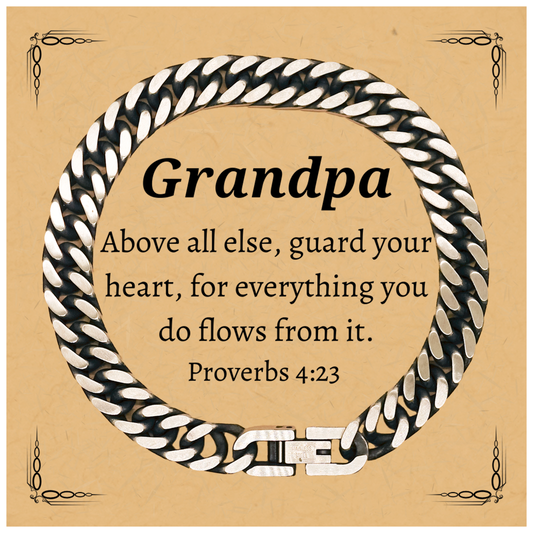 unique cuban link chain bracelet for grandpa engraved with inspirational proverbs 4 23 perfect gift for christmas birthday veterans day and more