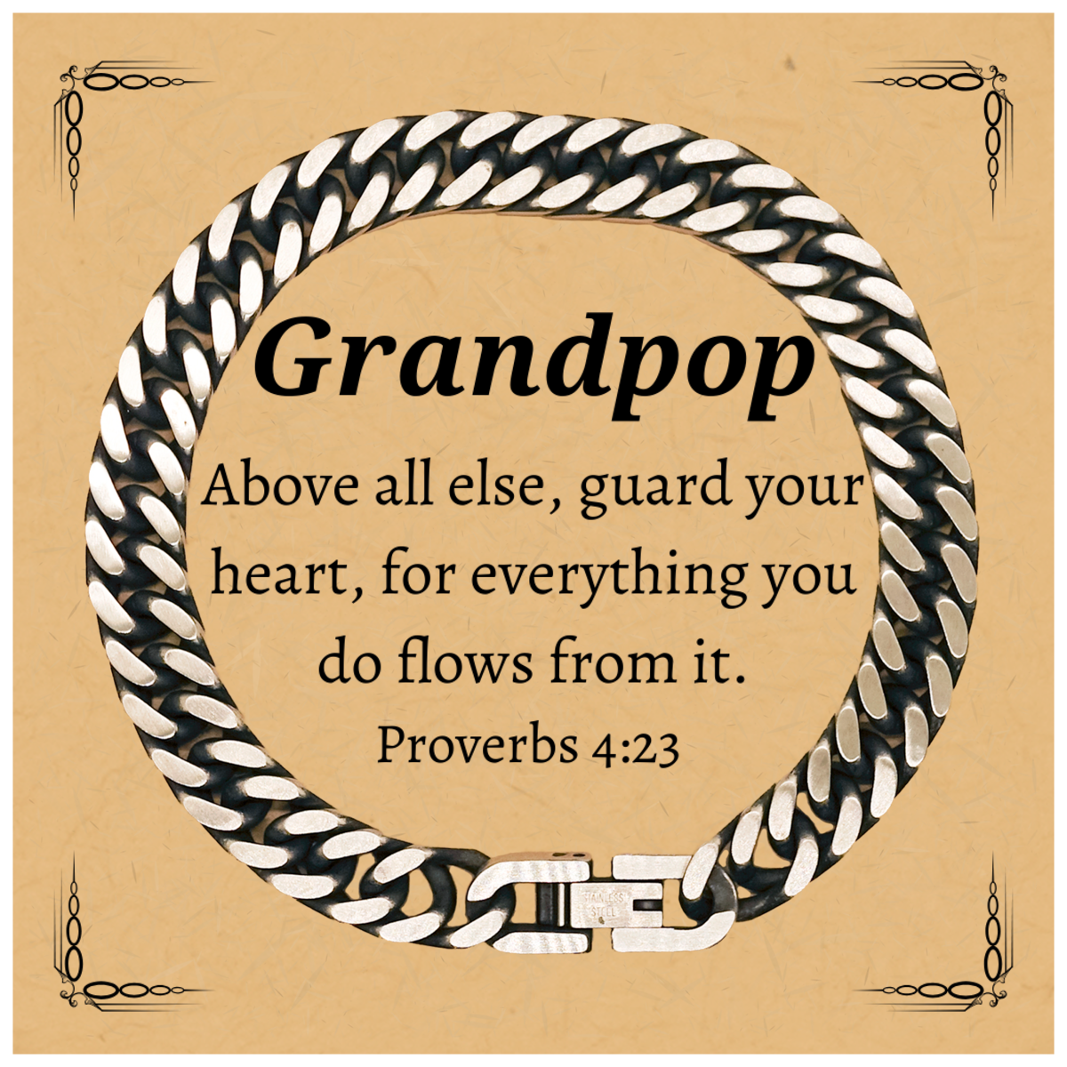 grandpop cuban link chain bracelet encourages hope and confidence for birthday and holidays