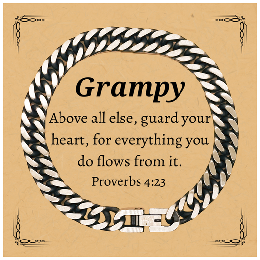 cuban link chain bracelet grampy gift guard your heart inspirational jewelry for birthday christmas graduation veterans day