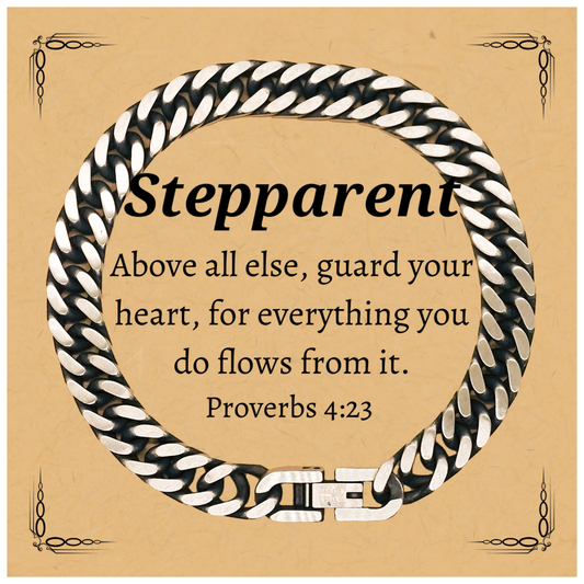 guard your heart stepparent cuban link chain bracelet graduation gift