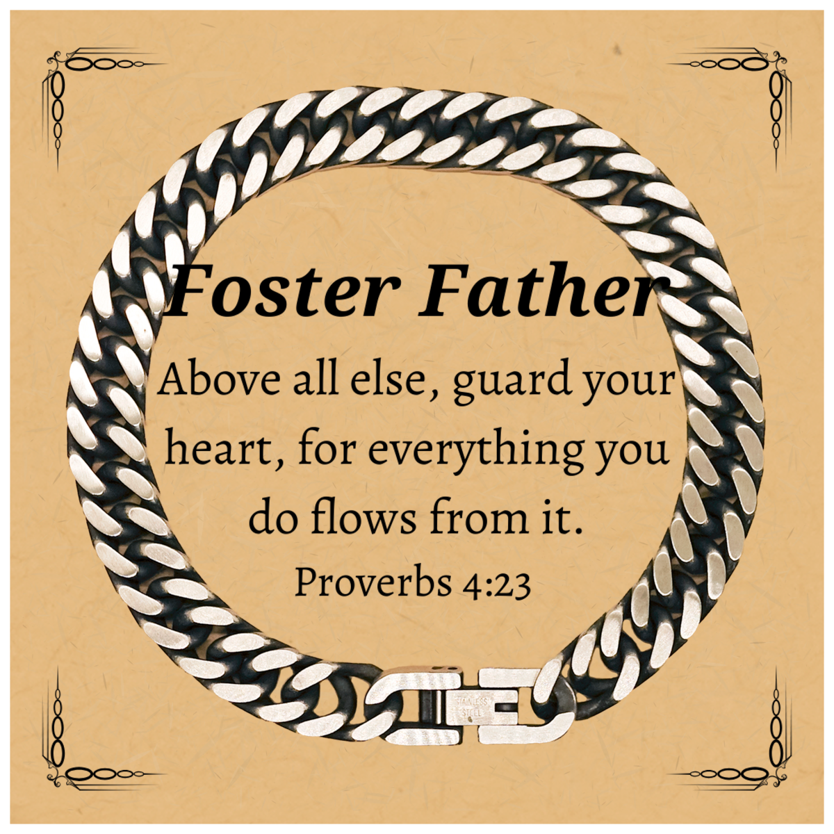 unique cuban link chain bracelet for foster father guard your heart for everything you do flows from it proverbs 4 23 perfect gift for birthday christmas and graduation inspirational jewelry for foster father