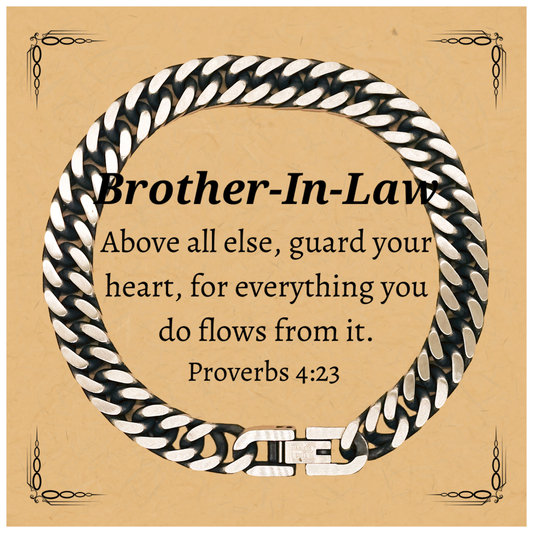 brother in law cuban link chain bracelet engraved proverbs 4 23 gift for christmas birthday graduation inspirational jewelry for him