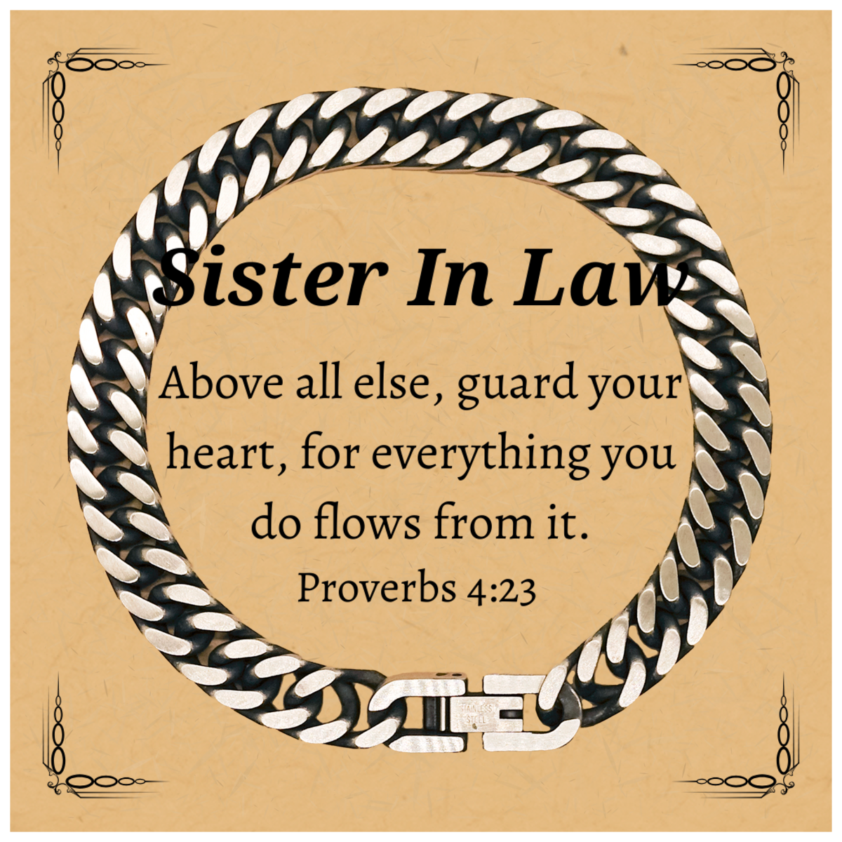 unique cuban link chain bracelet for sister in law above all else guard your heart for everything you do flows from it proverbs 4 23 inspirational gift for birthday christmas graduation and easter