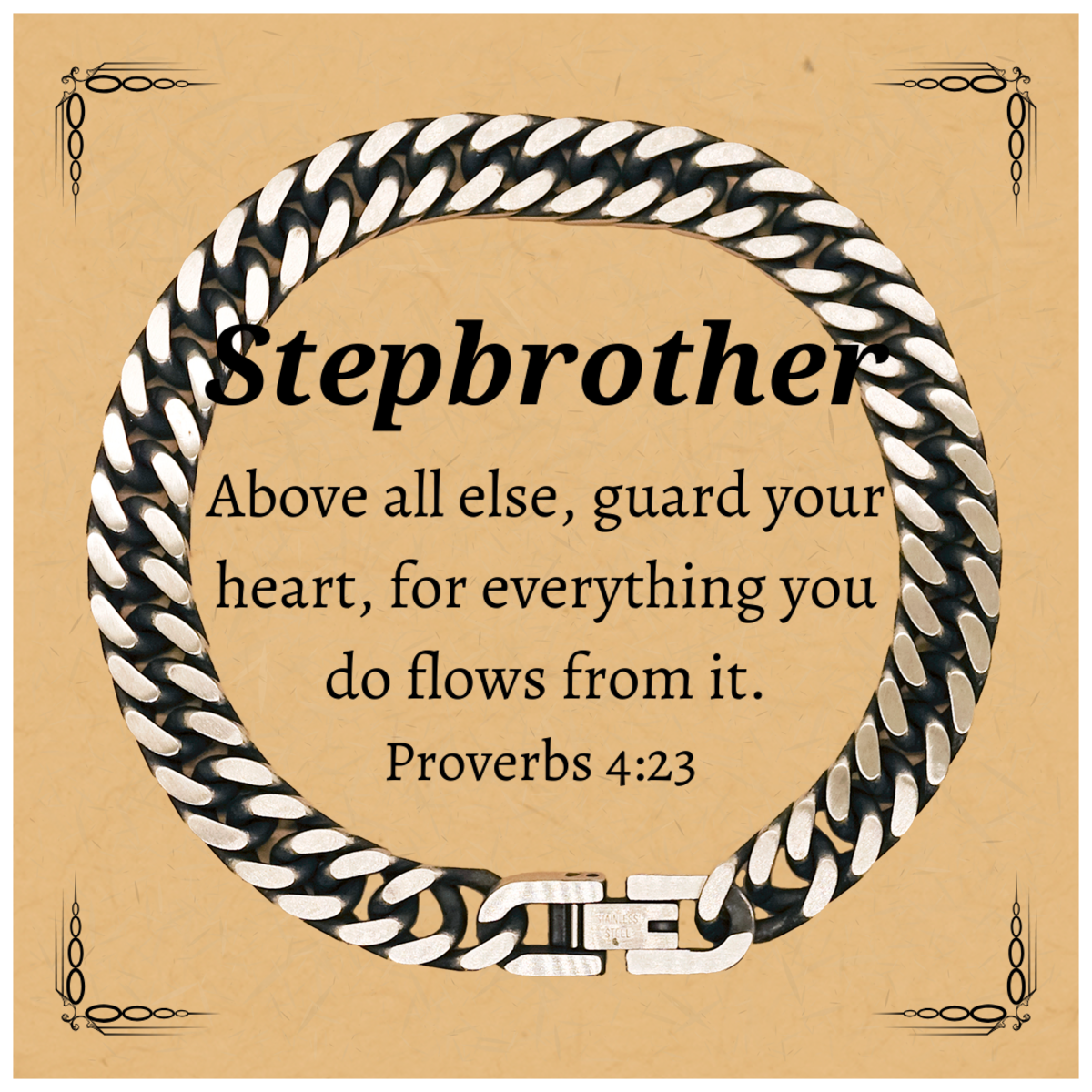 guard your heart stepbrother cuban link chain bracelet for him inspirational gift for birthday and graduation