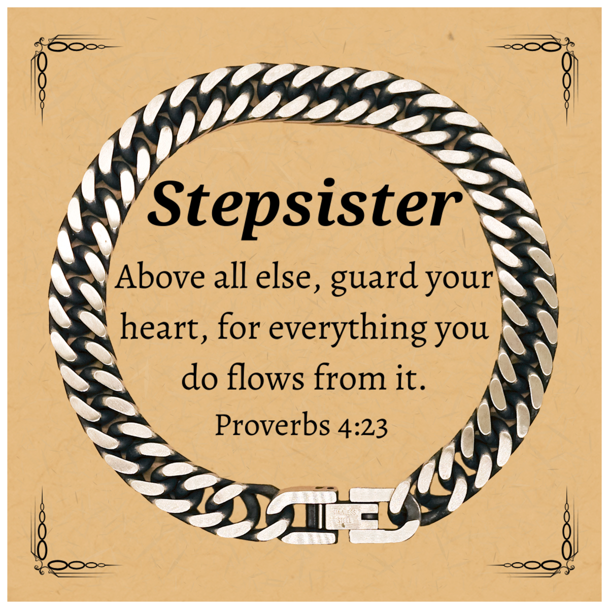 stepsister cuban link chain bracelet guard your heart christmas gift religious jewelry confidence inspirational