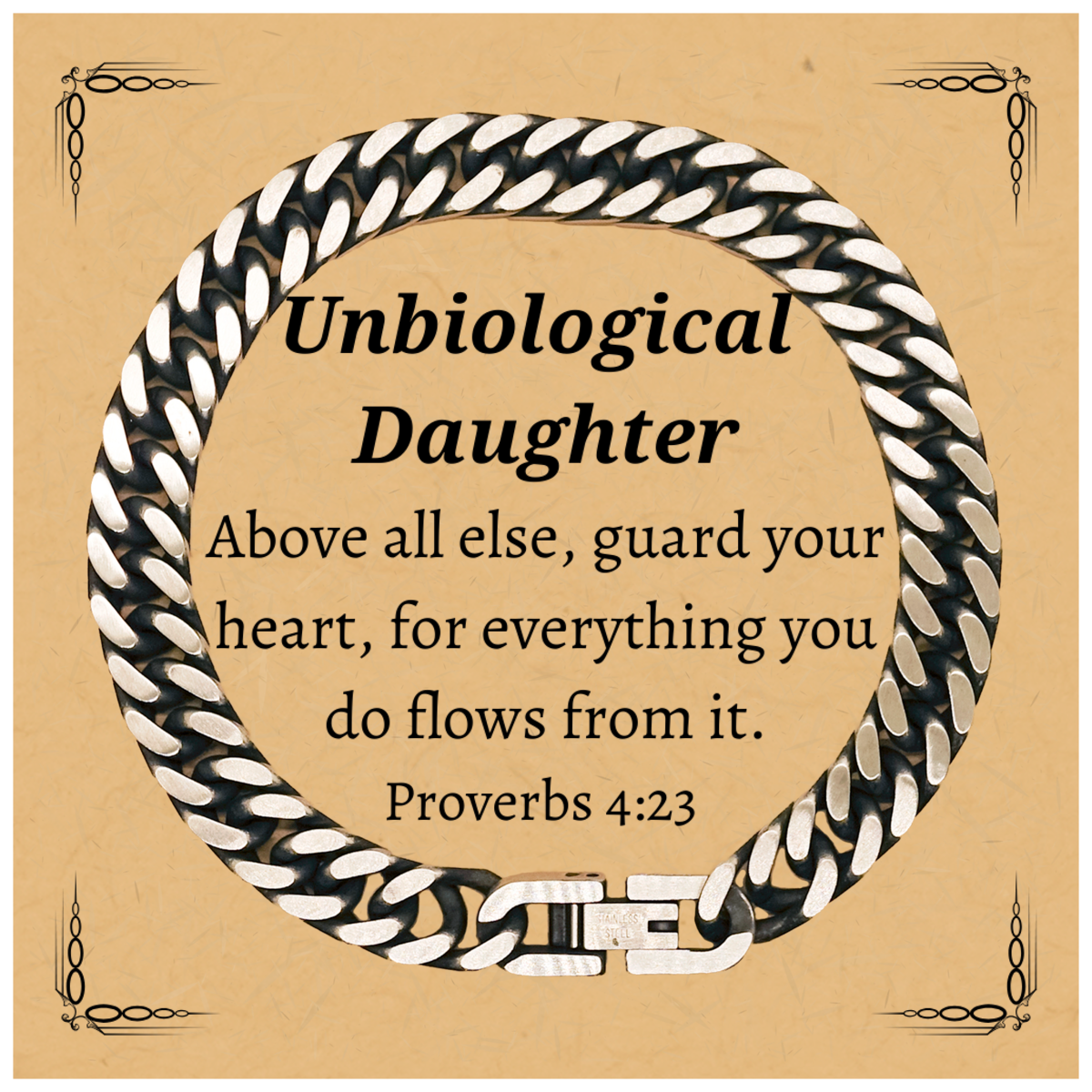 guard your heart unbiological daughter cuban link chain bracelet inspirational gift for birthday graduation christmas