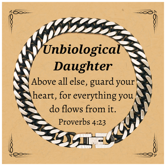 guard your heart unbiological daughter cuban link chain bracelet inspirational gift for birthday graduation christmas