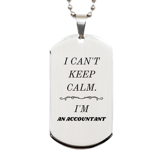 engraved silver dog tag for accountants i cant keep calm im an accountant perfect gift for birthday christmas and graduation
