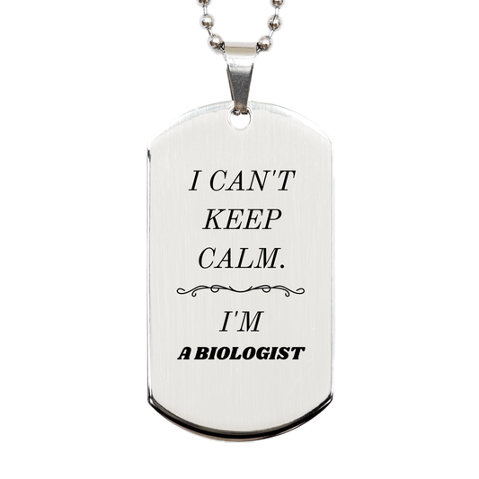 biologist engraved silver dog tag i cant keep calm perfect gift for graduation birthday and holidays