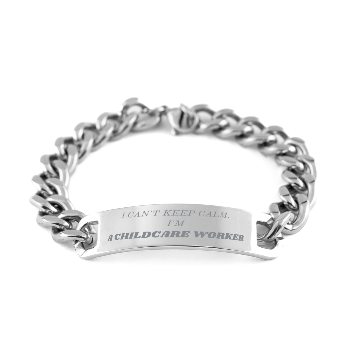 stainless steel cuban chain bracelet for childcare worker engraved confidence inspirational gift for holidays and birthday