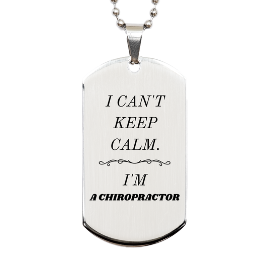 chiropractor engraved silver dog tag i cant keep calm