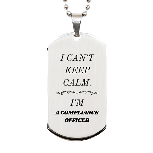 compliance officer engraved silver dog tag i cant keep calm unique gift for birthday christmas graduation confidence hope inspirational