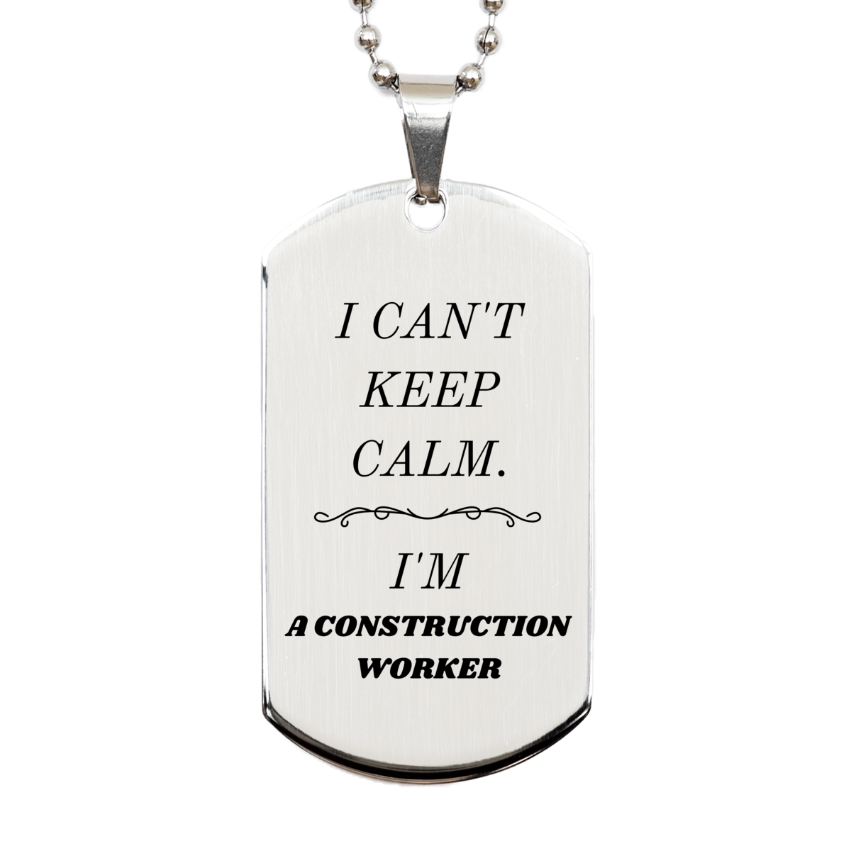 engraved silver dog tag for construction worker gifts birthday graduation hope confidence veterans day i cant keep calm