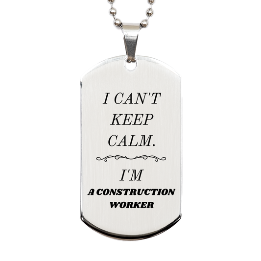 engraved silver dog tag for construction worker gifts birthday graduation hope confidence veterans day i cant keep calm