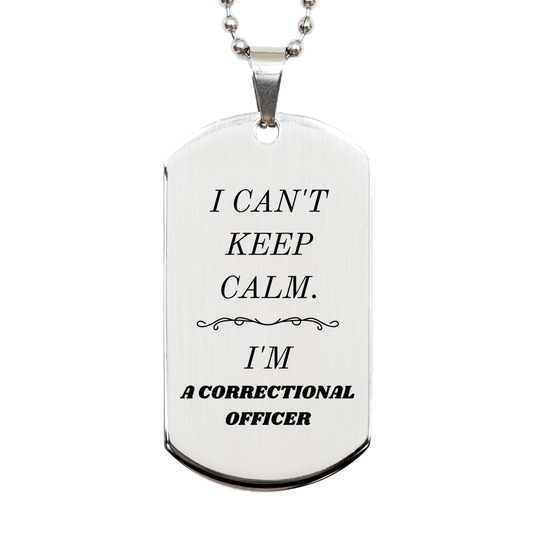 engraved silver dog tag for correctional officer i cant keep calm inspirational gift for veterans day and graduation