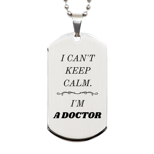 engraved silver dog tag for doctor unique gift for graduation or christmas inspirational i cant keep calm im doctor confidence and hope for medical professional