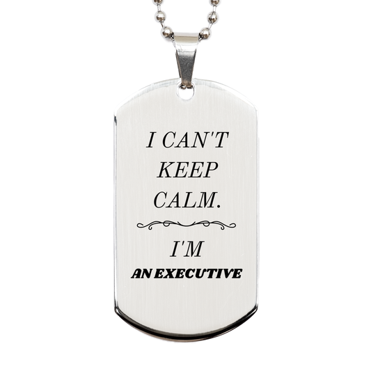 executive silver dog tag confidence gift for him on birthday christmas or graduation engraved inspirational quote for the executive who cant keep calm and lead with confidence