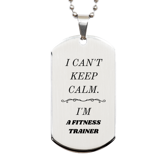 engraved silver fitness trainer dog tag i cant keep calm perfect for birthday christmas graduation gifts confidence inspirational veterans day easter unique