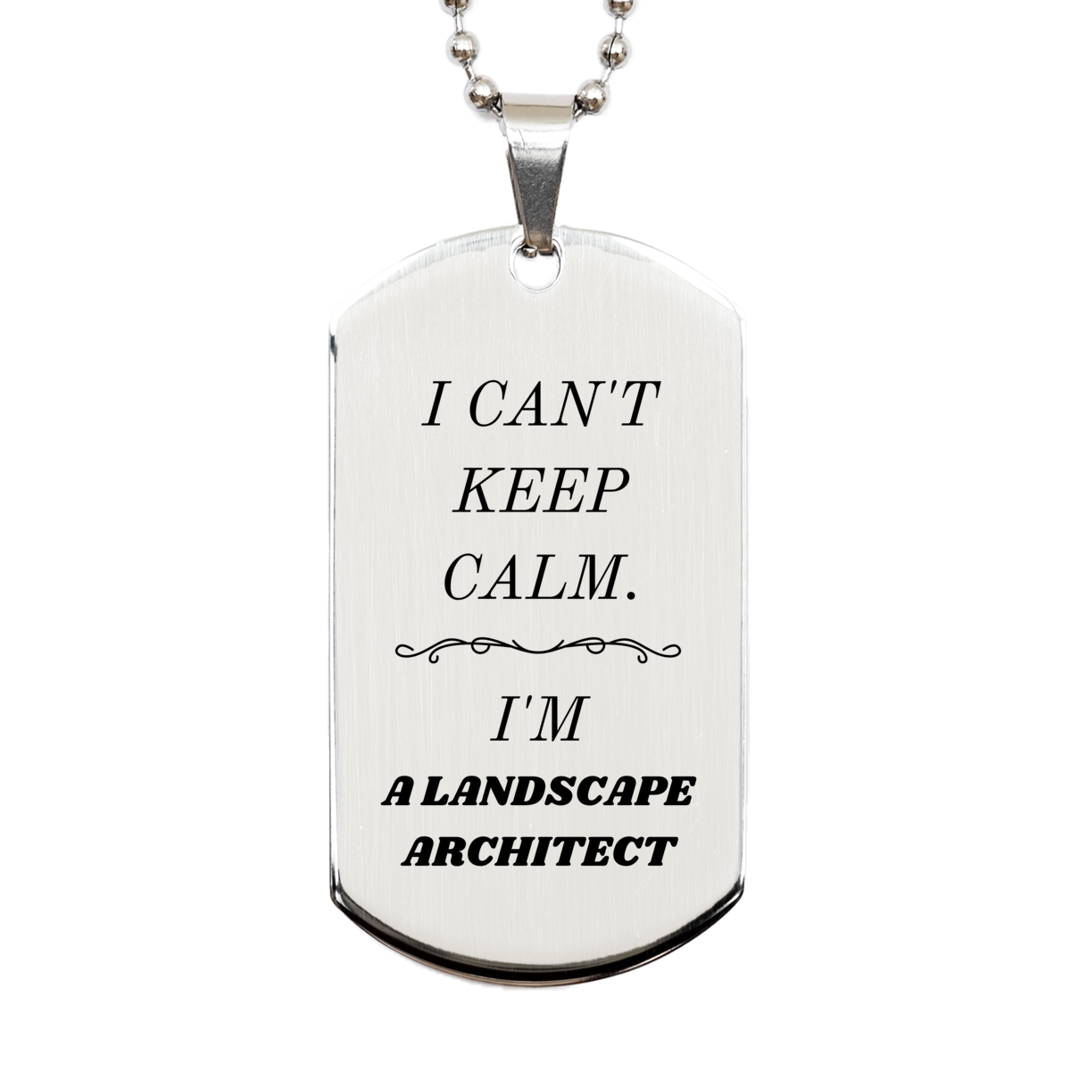 unique engraved silver dog tag for landscape architect i cant keep calm gift idea
