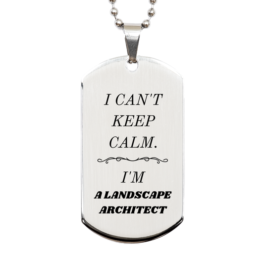 unique engraved silver dog tag for landscape architect i cant keep calm gift idea