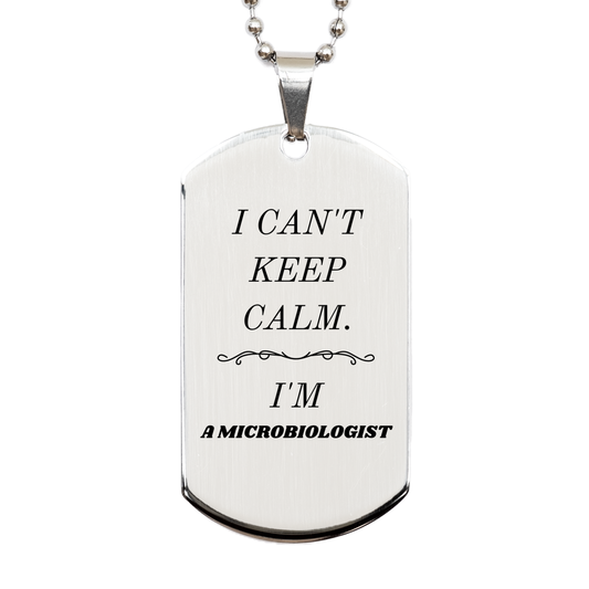 engraved silver dog tag for microbiologist unique gift for birthday or christmas cant keep calm im a microbiologist confidence booster for microbiologist inspirational quote for microbiologist