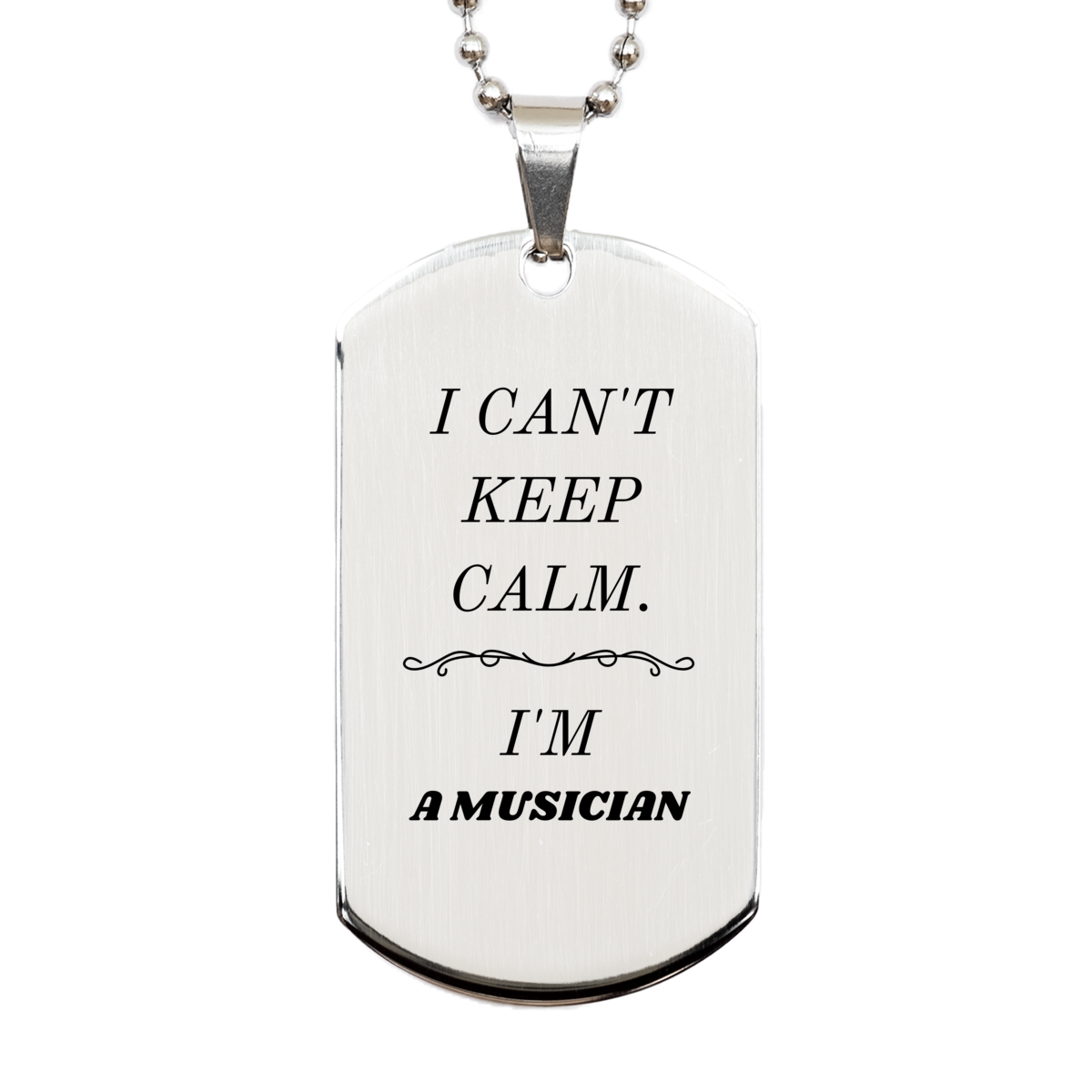 musician engraved silver dog tag unique gift for guitarists and musicians i cant keep calm perfect for christmas and graduation