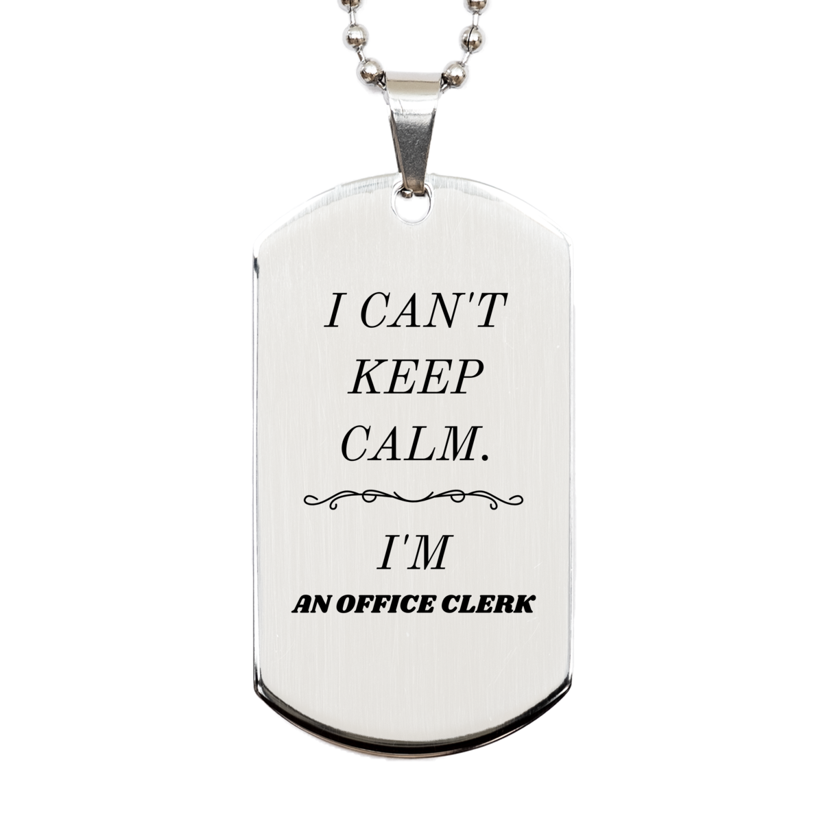 office clerk engraved silver dog tag unique gift for graduation or christmas i cant keep calm