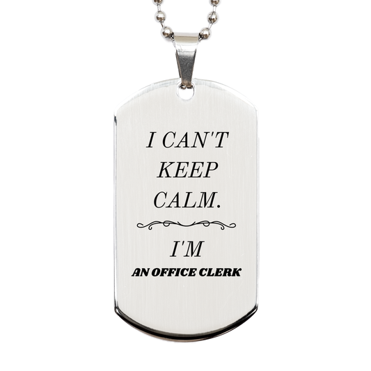 office clerk engraved silver dog tag unique gift for graduation or christmas i cant keep calm