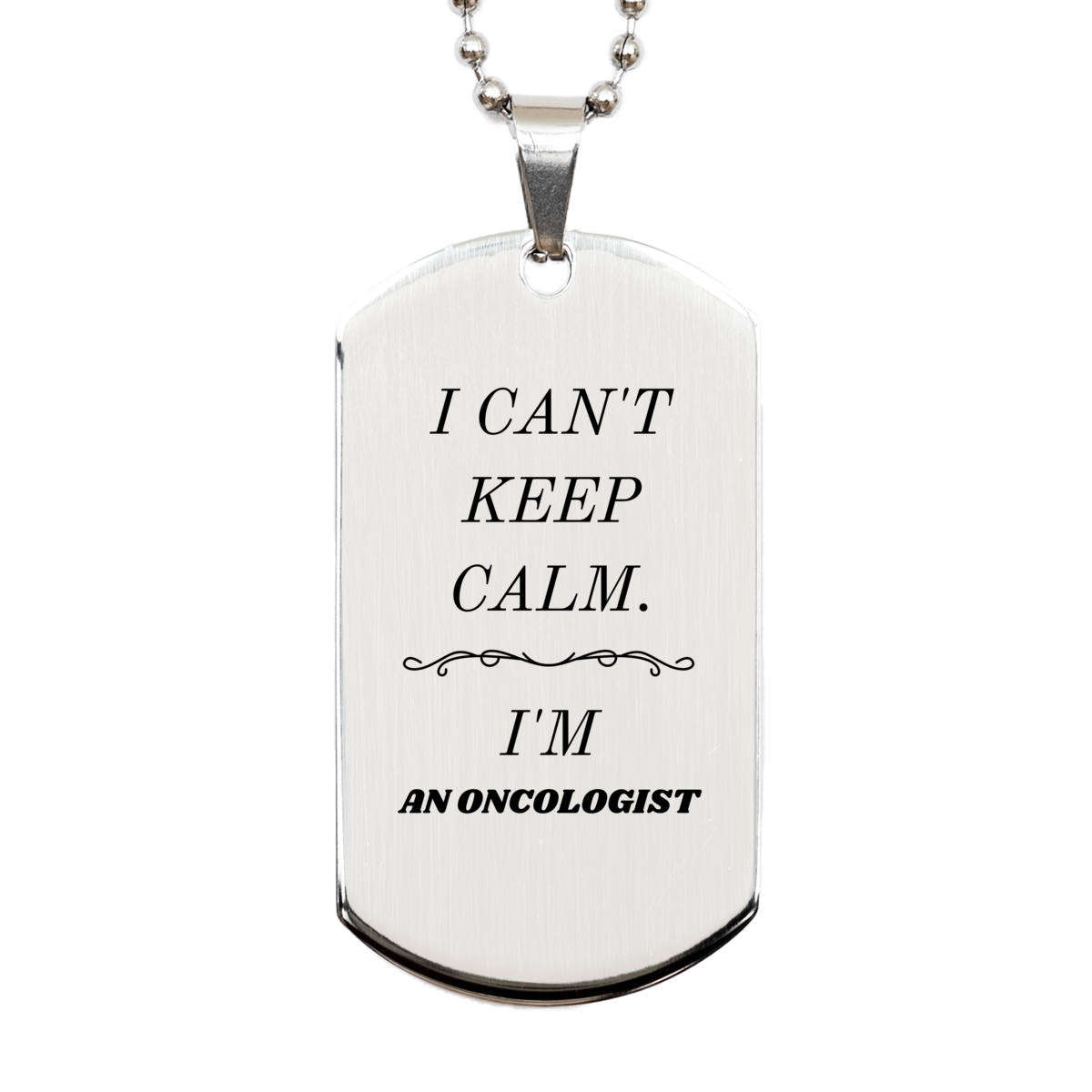 oncologist engraved silver dog tag i cant keep calm perfect gift for cancer awareness and graduation