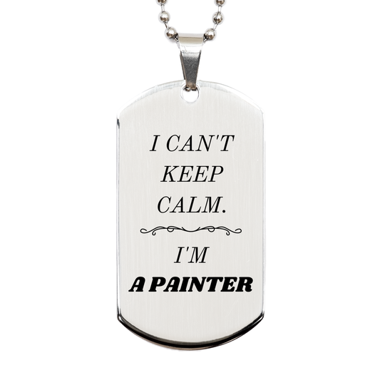 unique engraved silver dog tag for painters i cant keep calm inspirational gift for birthday christmas veterans day and more