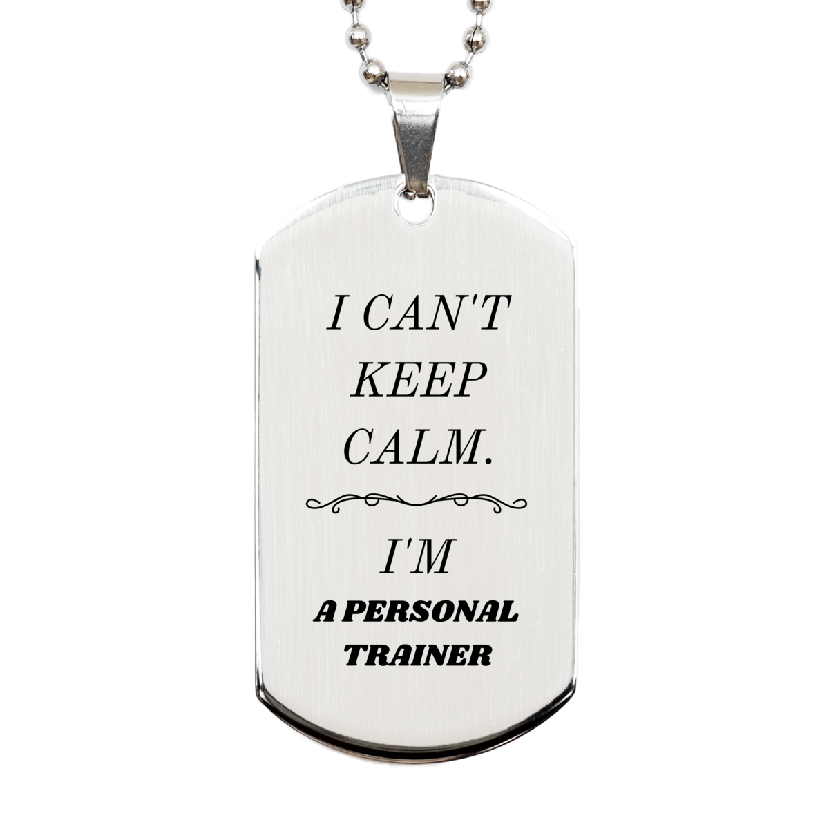 engraved silver dog tag personal trainer gift i cant keep calm birthday inspirational confidence veterans day offer