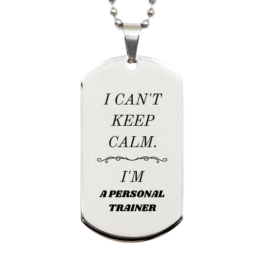 engraved silver dog tag personal trainer gift i cant keep calm birthday inspirational confidence veterans day offer