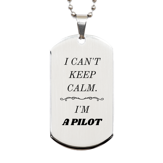 pilot engraved silver dog tag for confidence and inspiration i cant keep calm perfect gift for veterans day graduation christmas