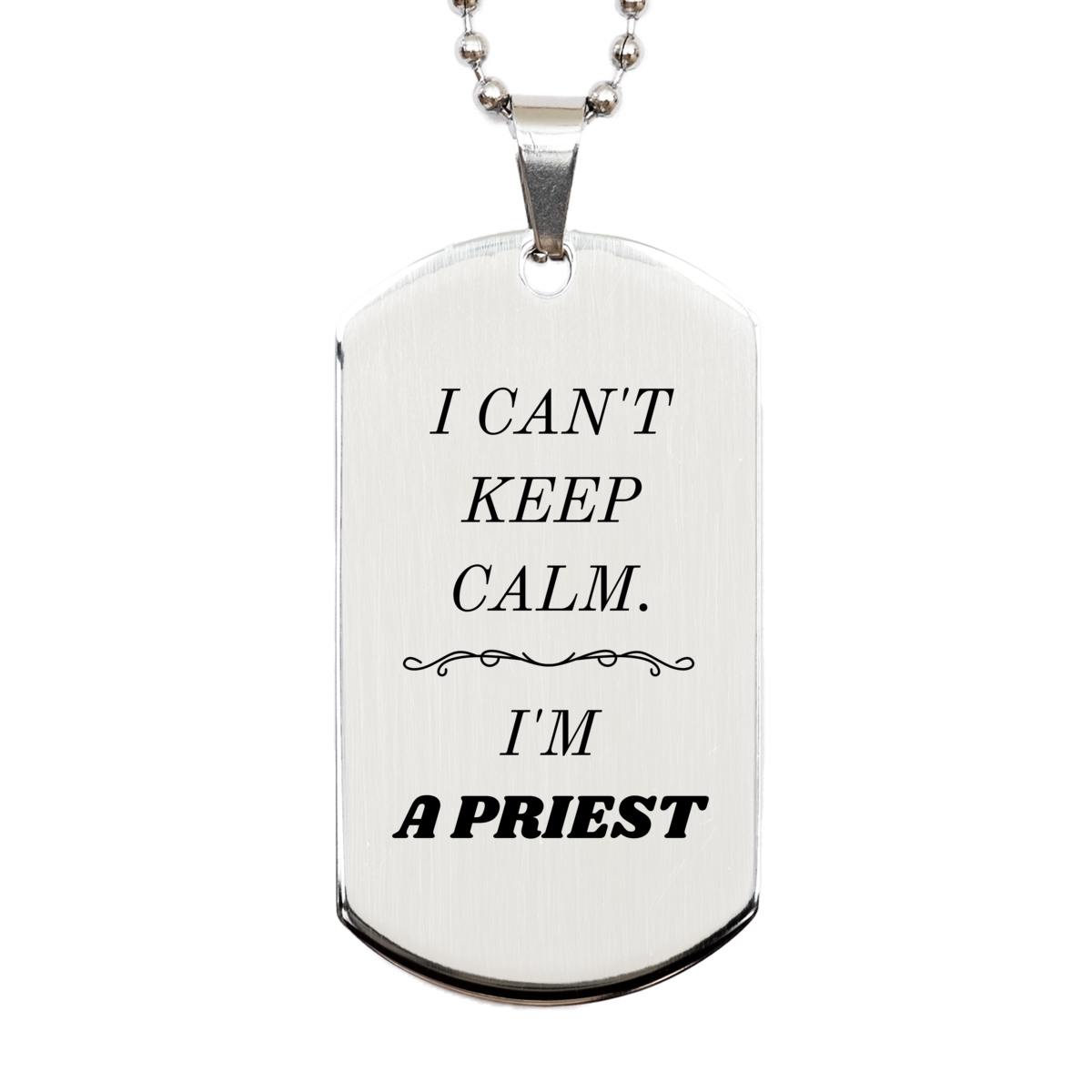 engraved priest silver dog tag inspirational gift for christmas graduation and veterans day i cant keep calm