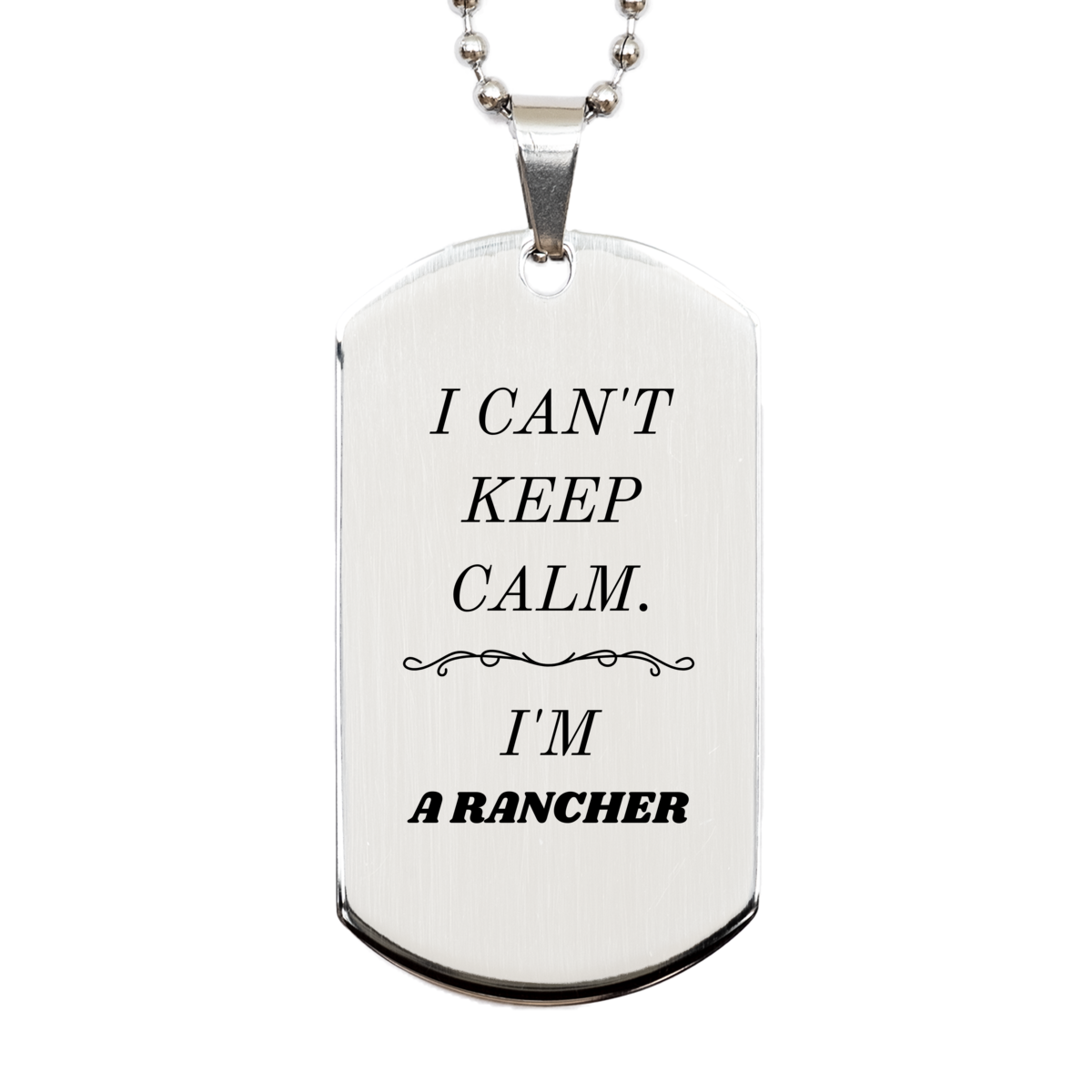 unique engraved silver dog tag for rancher i cant keep calm farming confidence gift for birthday christmas and veterans day