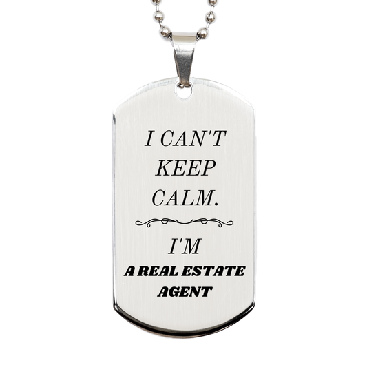real estate agent engraved silver dog tag unique gift for the confident professional on birthday christmas graduation i cant keep calm