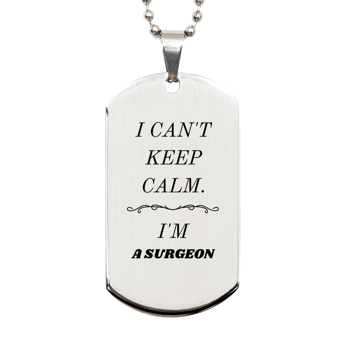 surgeon engraved silver dog tag i cant keep calm inspirational jewelry for medical professionals graduation gift for surgeons birthday present