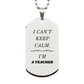 teacher engraved silver dog tag inspirational gift for graduation christmas and veterans day i cant keep calm
