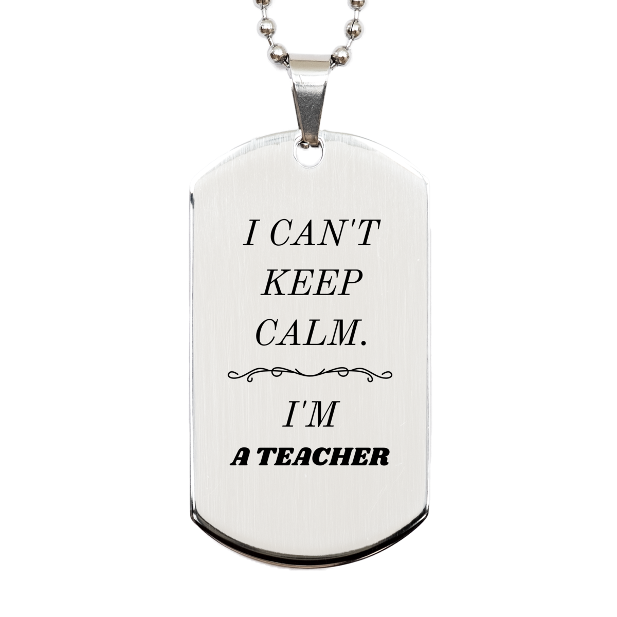 teacher engraved silver dog tag inspirational gift for graduation christmas and veterans day i cant keep calm