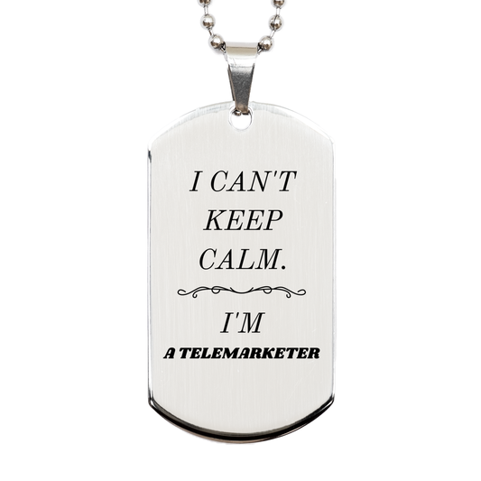 unique silver engraved dog tag for telemarketers i cant keep calm im telemarketer perfect gift for birthday christmas and graduation