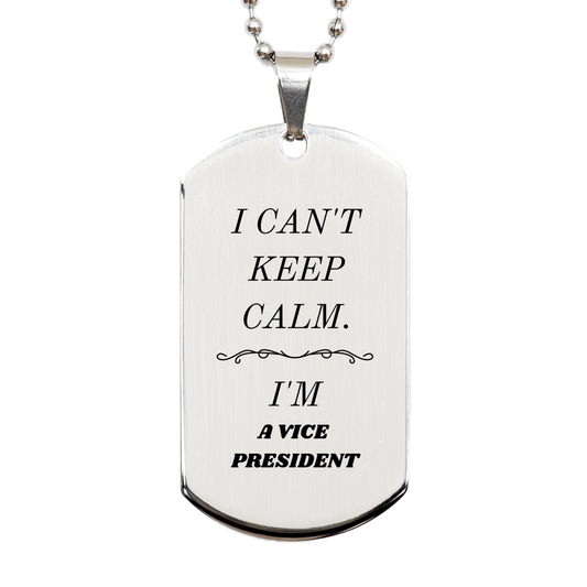 vice president unique engraved silver dog tag i cant keep calm birthday gift for him